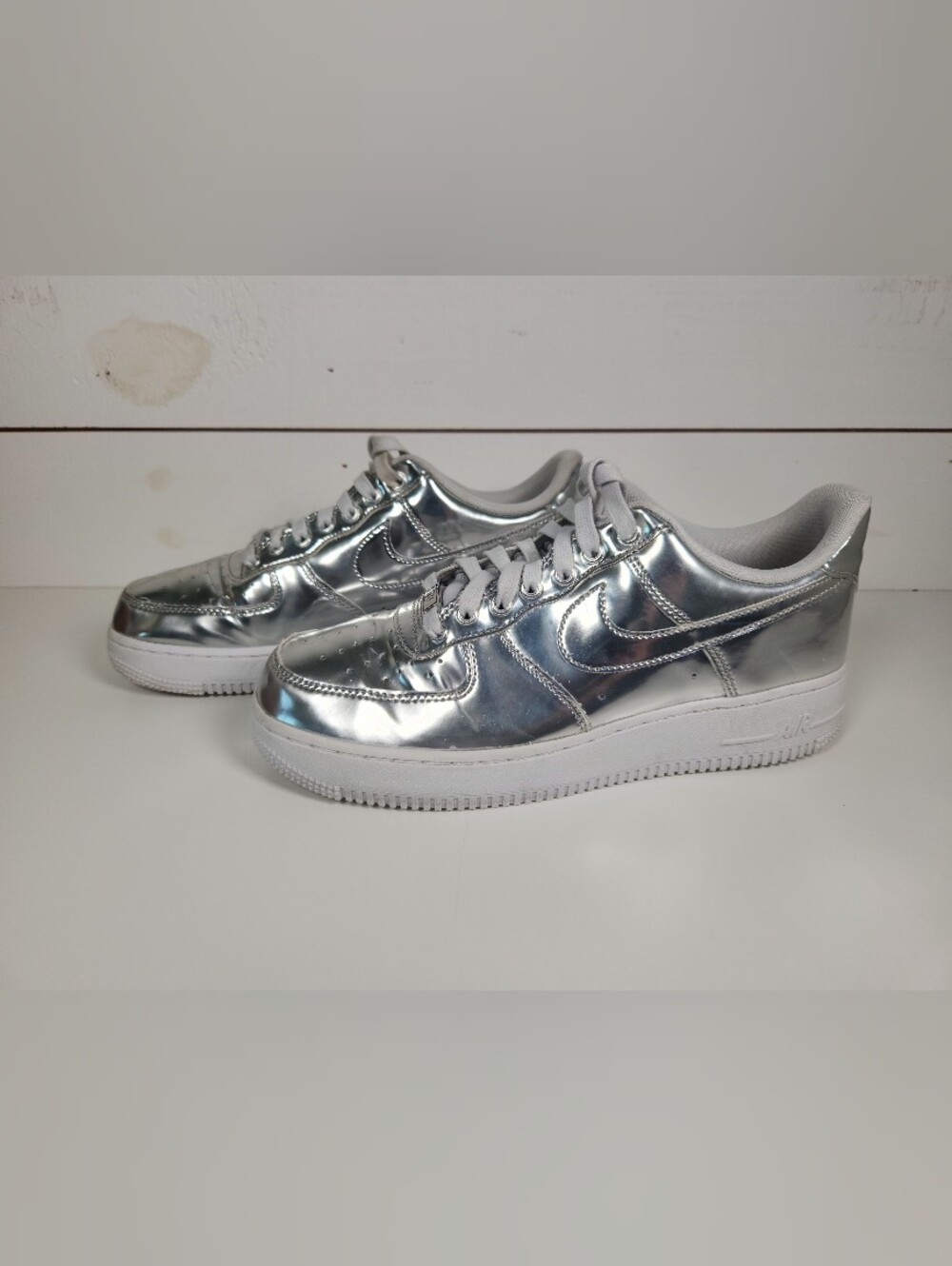 Nike Air Force 1 SP Liquid Metal Chrome Womans 10 | Metallic Silver | Pre-owned